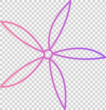 Flat gradient is showing five pink-to-purple petals fanning out from central Stock Illustration