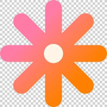 Flat gradient starburst is radiating eight petals around core on transparent Stock Illustration