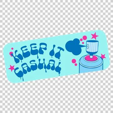 Flat graffiti is showing dripping text, spray can and pink accents on Stock Illustration