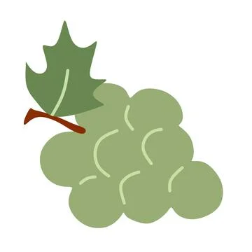 Flat Grape icon. Vector Cartoon Fruit Illustration Isolated on White. Graph.. Stock Illustration