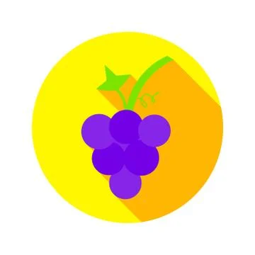 Flat Grapes Circle Icon Stock Illustration