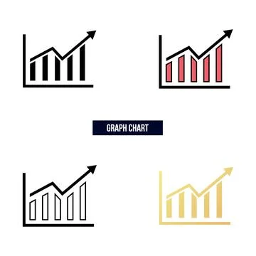 Flat graph chart icon set. Growth icon symbol. Stock Illustration