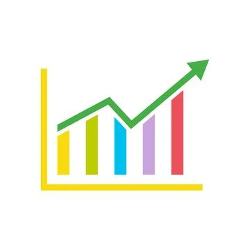 Flat graph chart icon symbol vector Illustration. Illustrazione stock