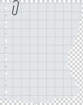 Flat graph paper sheet is floating on clear background, with grid lines, margin Stock Illustration