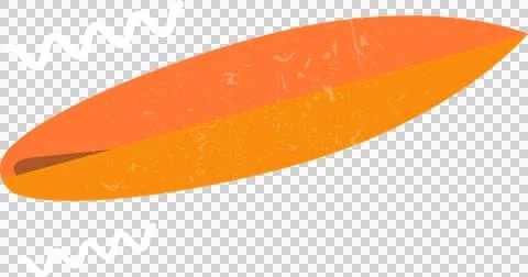 Flat graphic is showing stylized longboard floating above white waves on Stockillustratie