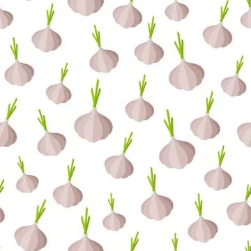 Flat gray garlic vegetable seamless pattern Stock Illustration