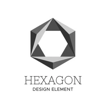 Flat gray polygonal hexagon logo vector template Stock Illustration