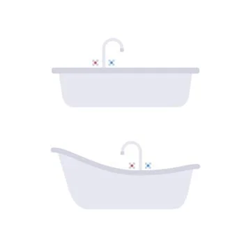 Flat gray set of classical and modern bath Stock Illustration