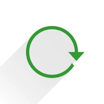 Flat green arrow icon refresh sign on white Illustrazione stock