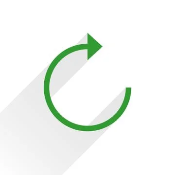 Flat green arrow icon reload sign on white Illustrazione stock