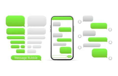 Flat green button on white background. Talk bubble speech icon. Template chat イラスト素材