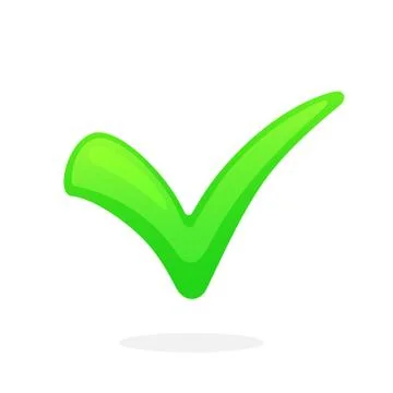 Flat green check mark for indicate right choice Illustrazione stock