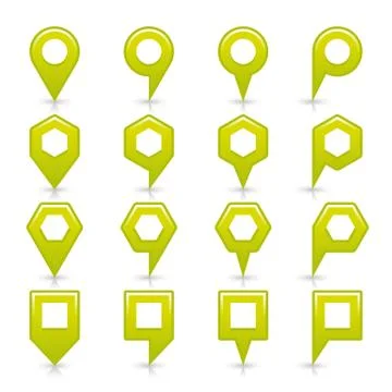 Flat green color map pin sign location icon Illustrazione stock