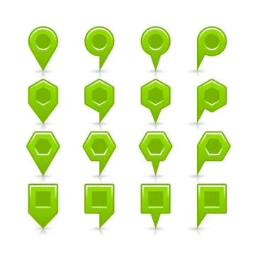 Flat green color map pin sign location icon Illustrazione stock
