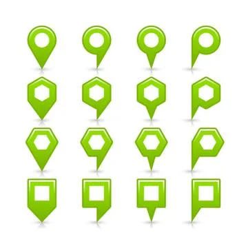 Flat green color map pin sign location icon Illustrazione stock