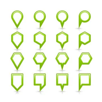 Flat green color map pin sign location icon Illustrazione stock