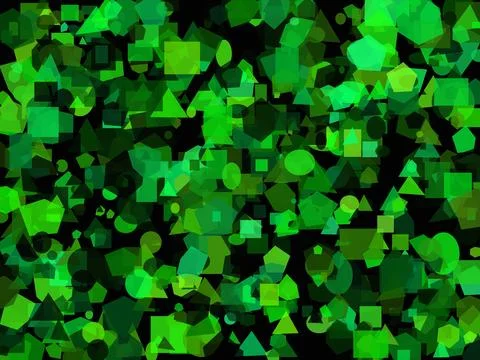 Flat green geometric shapes over black background イラスト素材