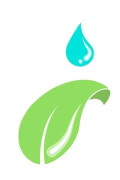 Flat Green Leaf Water Drop Stock Illustration
