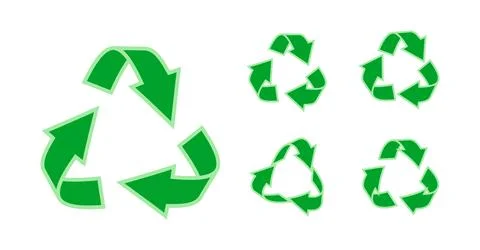 Flat green line triangular recycle icon set vector Stock Illustration