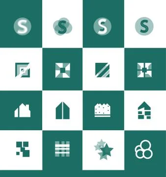 Flat green logo design elements set イラスト素材