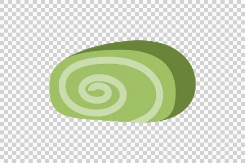 Flat Green Matcha Swiss Roll Cake Slice for Japanese Dessert Design Illustrazione stock