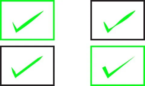 Flat Green Tick Boxes UI Elements Set for Survey, Forms and App Interface Illustrazione stock