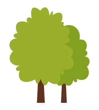 Flat green trees vector icon isolated on white background. Stock Illustration