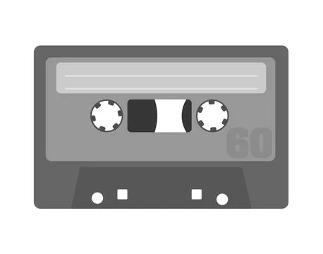 Flat grey audio cassette symbol or icon vector illustration Stock Illustration