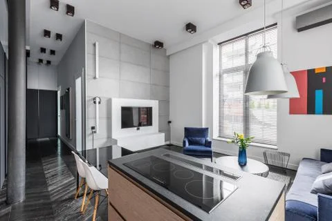 Flat with grey wall tiles Stock Photos