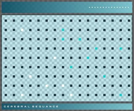 Flat grid is showing highlighted squares, dots and gradient bars labeled on Stockillustratie