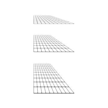 Flat grid surface set. Rectangle horizontal plane in different perspective Illustrazione stock