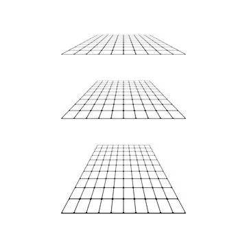 Flat grid surface set. Rectangle horizontal plane in different perspective Stock Illustration