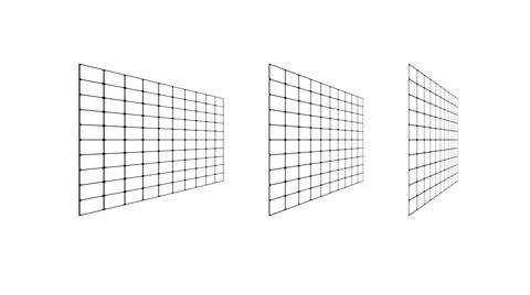 Flat grid surface set. Rectangle vertical plane in different perspective Stock Illustration