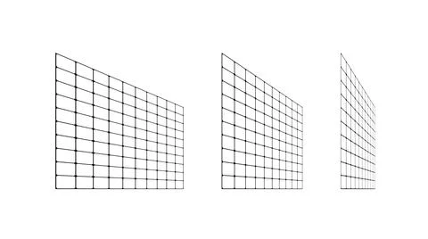 Flat grid surface set. Rectangle vertical plane in different perspective Stock Illustration