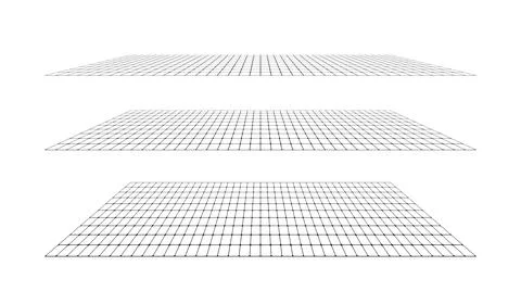 Flat grid surface set. Rectangle plane in different perspective. Different Stock Illustration