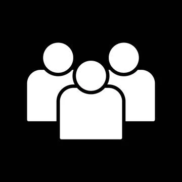 Flat Group Of People Icon Vector, isolated on black background Illustrazione stock