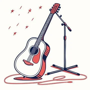 Flat Guitar On Stand Vector (1) vector illustration design 103 Stock Illustration