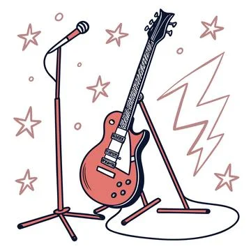 Flat Guitar On Stand Vector vector illustration design 104 Stock Illustration