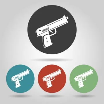 Flat gun icons set Stock Illustration