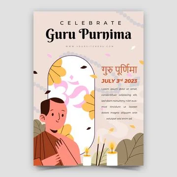 Flat guru purnima vertical poster template Stock Illustration