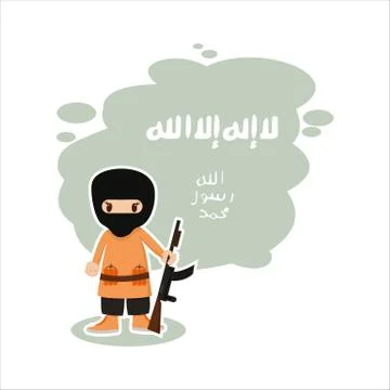 Flat guy is a terrorist Stock Illustration