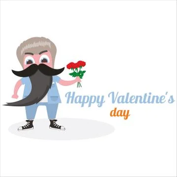 Flat guy Valentineday Stock Illustration