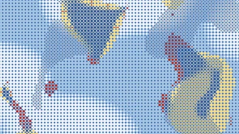 Flat halftone background template, wavy flowing pattern 3d rendering loop 4K UHD Stock Footage 124586151