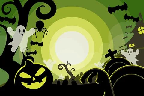 Flat halloween background Stock Illustration