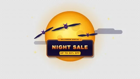 Flat Halloween Bat Trio Night Sale Callout Transparent Stock Footage 346567957