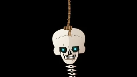 Flat Halloween Dangling Human Skull Jaw Transparent Vídeos de archivo 347038800