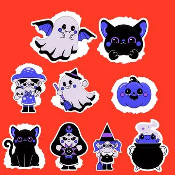 Flat halloween elements collection Stock Illustration