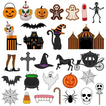 Flat halloween elements イラスト素材