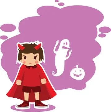 Flat Halloween imp Stock Illustration