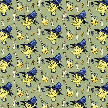 Flat halloween vintage pattern design Stock Illustration